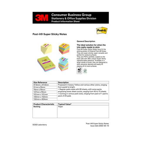 Foglietti riposizionabili Post-it® Super Sticky Meeting Notes Large assortiti conf. 4 blocchetti da 45 ff - 6845-SS EU